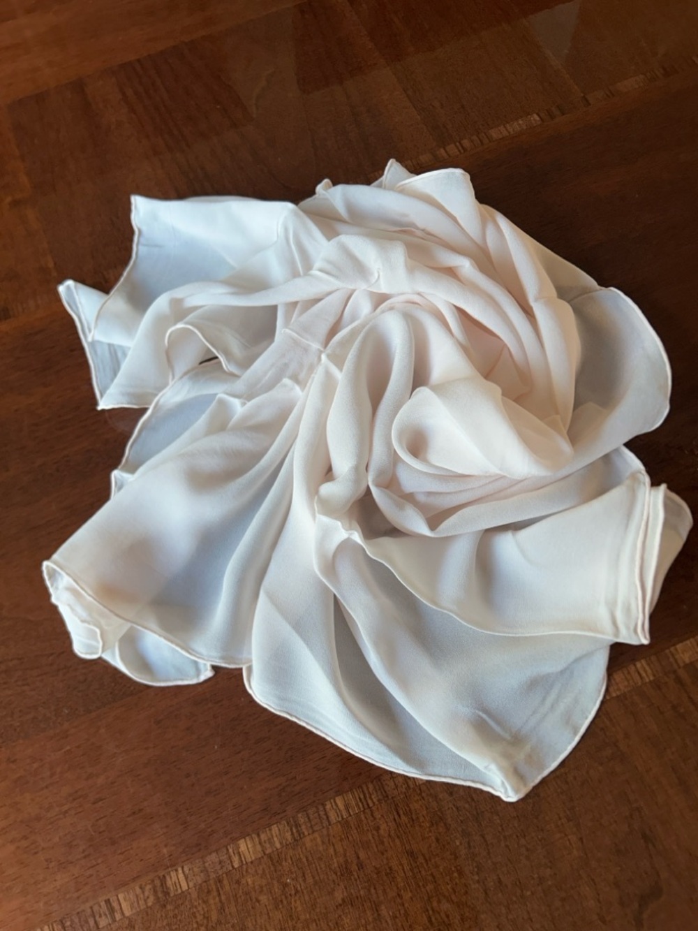 Sheer Ivory Women's Scarf Wrap hand rolled 25“ x 25“